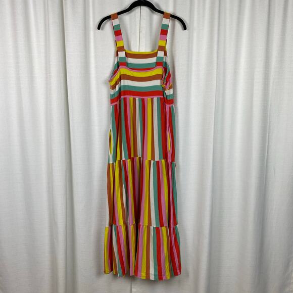 J.Crew Rainbow Stripe Maxi Dress Sz.L - Picture 10 of 15